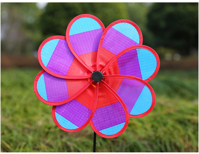 八彩风车彩虹布大风车幼儿园楼盘景区布景活动道具户外装饰小玩具