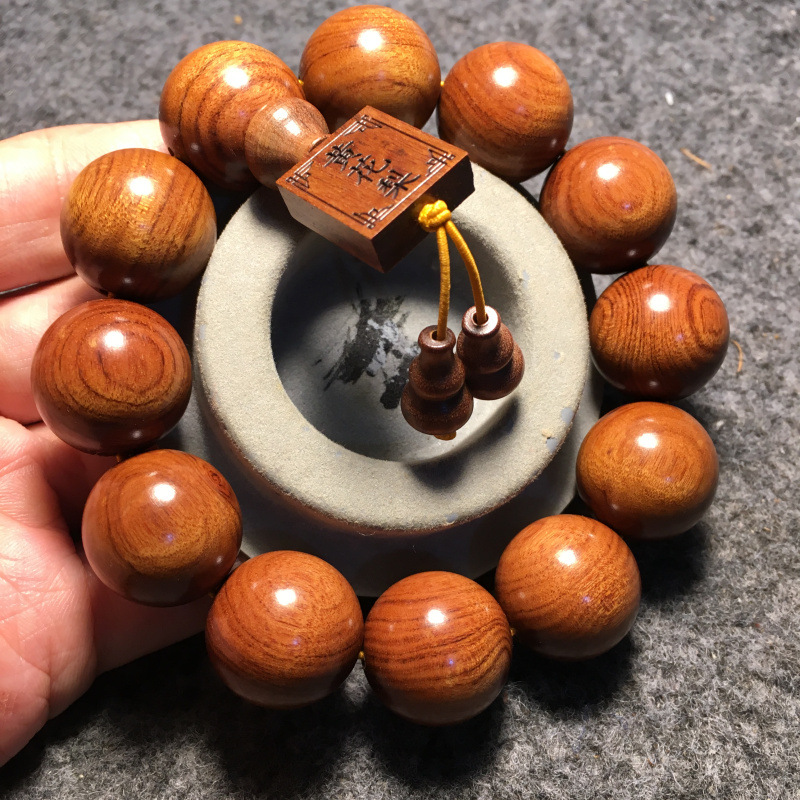 老料缅甸黄花梨手串越南黄花梨对眼鬼脸花梨 佛珠手串手链20mm