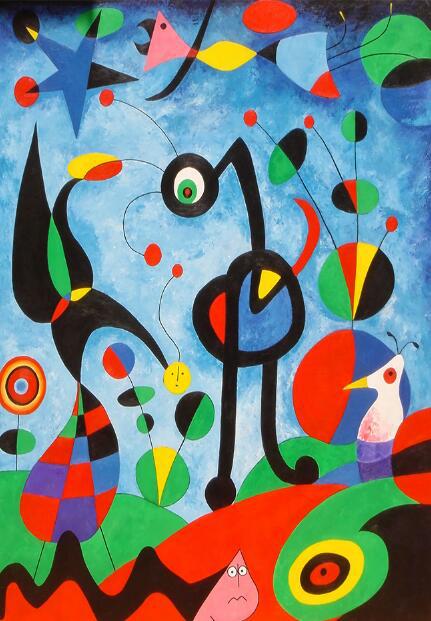 曼落外贸爆款 着名作品琼·米罗的抽象画艺术绘画海报版画装饰