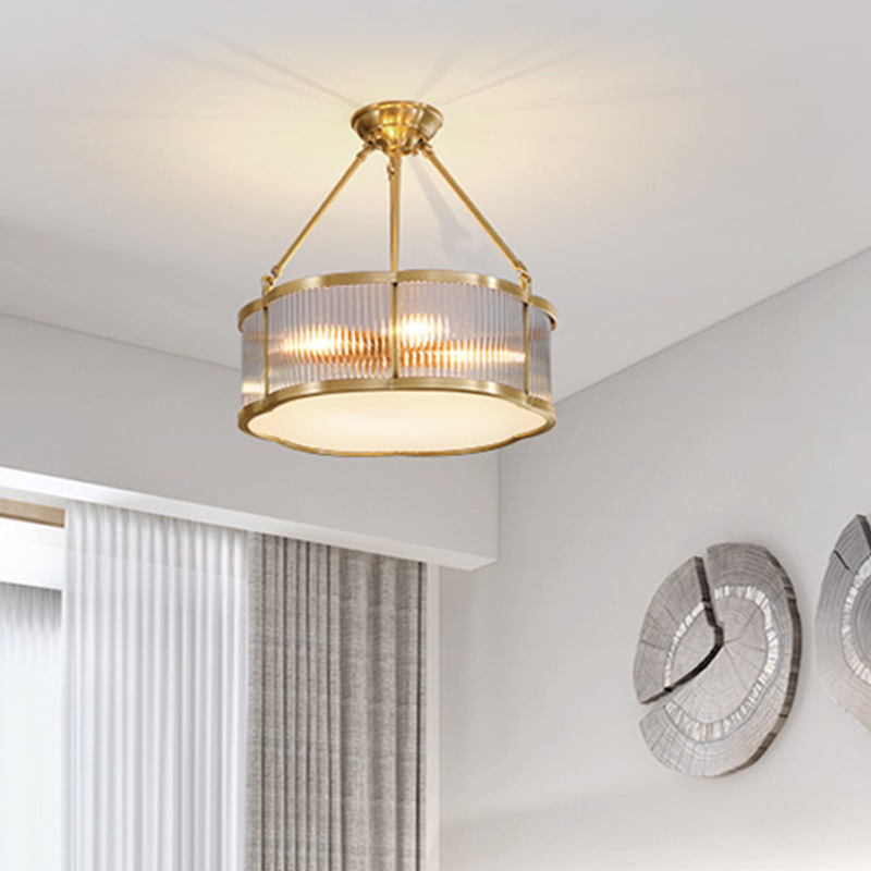 轻奢全铜半吊灯美式吸顶灯现代简约卧室灯大气波浪餐厅艺术感灯具