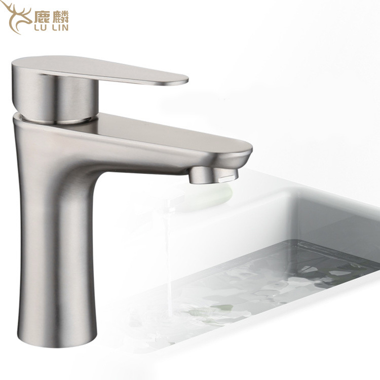 Bathroom Small Waist Basin Faucet Bathroom Wash Basin Faucet Single Hole Hot and Cold Mixing Valve Stainless Steel Faucet