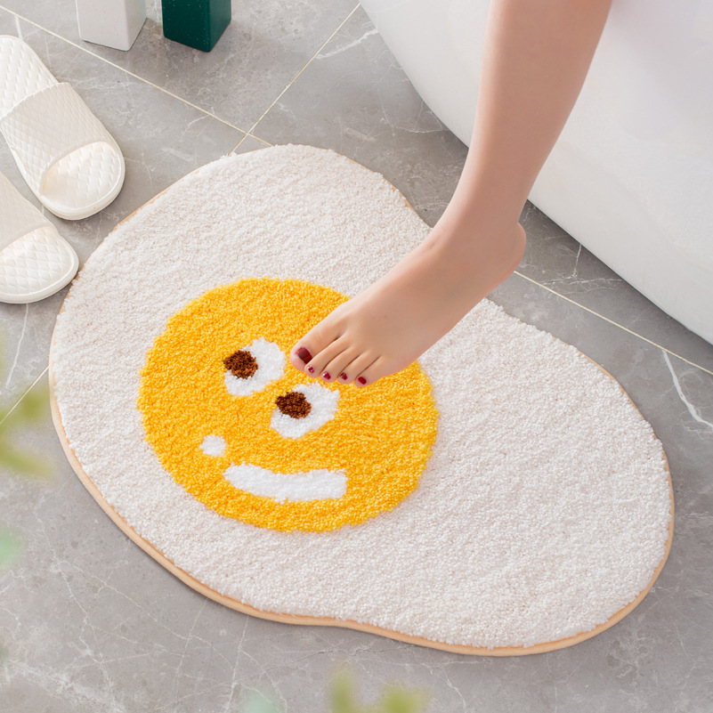 Cartoon Flocking Bathroom Doorway Entrance Mat Toilet Door Mat Absorbent Floor Mat Bath Bathroom Non-Slip Mat