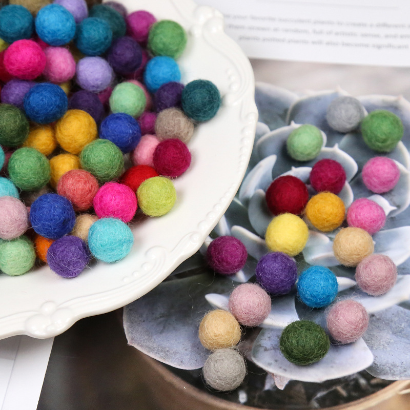 15mm新品diy毛球球羊毛毡球球戳戳乐材料耳环头绳发圈发饰杯垫