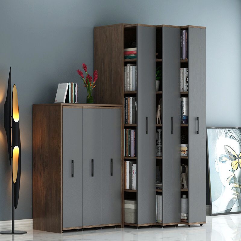 推拉书架带轮抽屉式可移动书柜隐藏组合储物柜防尘收纳柜隐形书柜