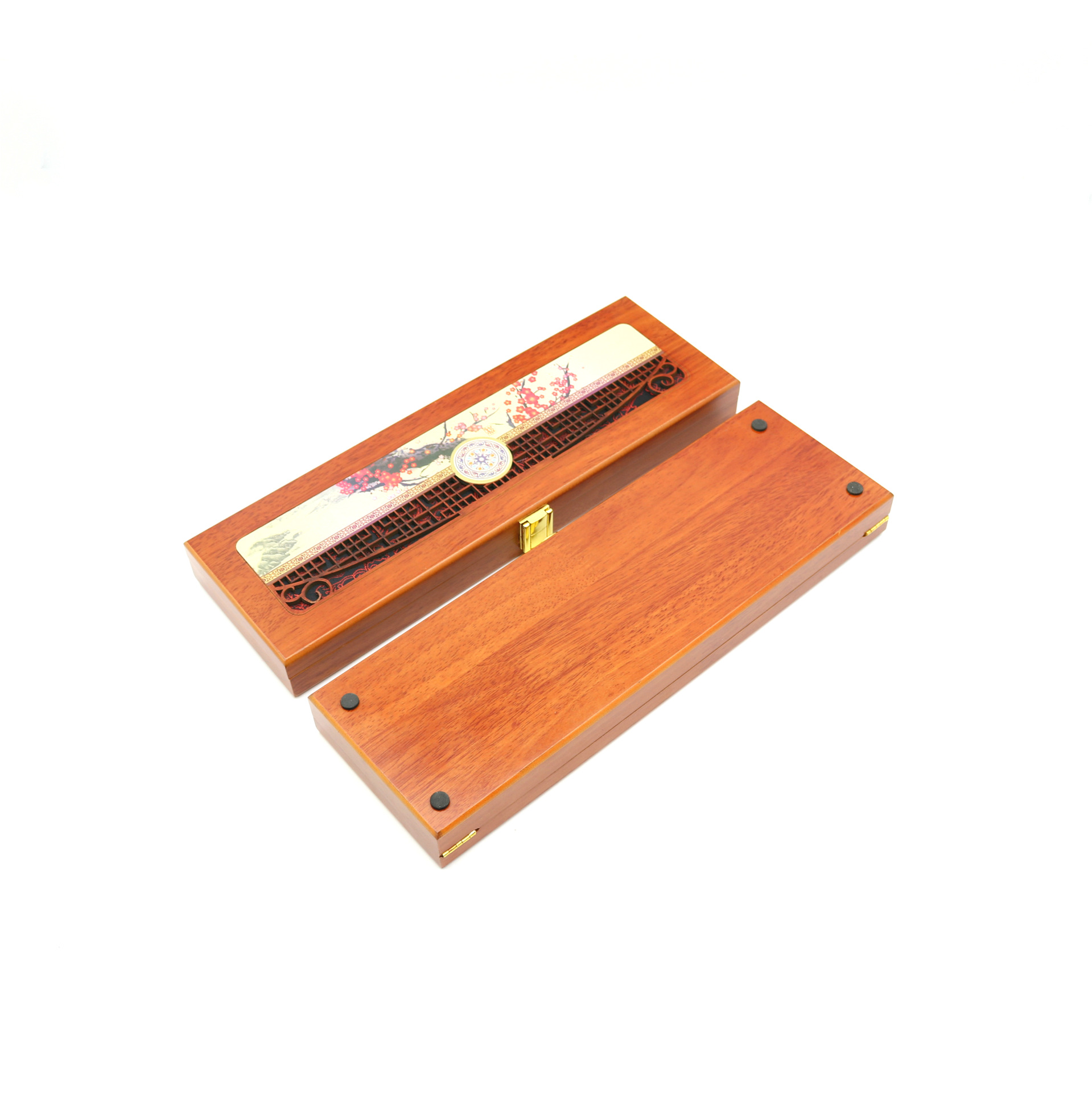 毛笔盒批发厂家供应毛笔包装笔盒子 梅花镂空毛笔毛笔红木盒