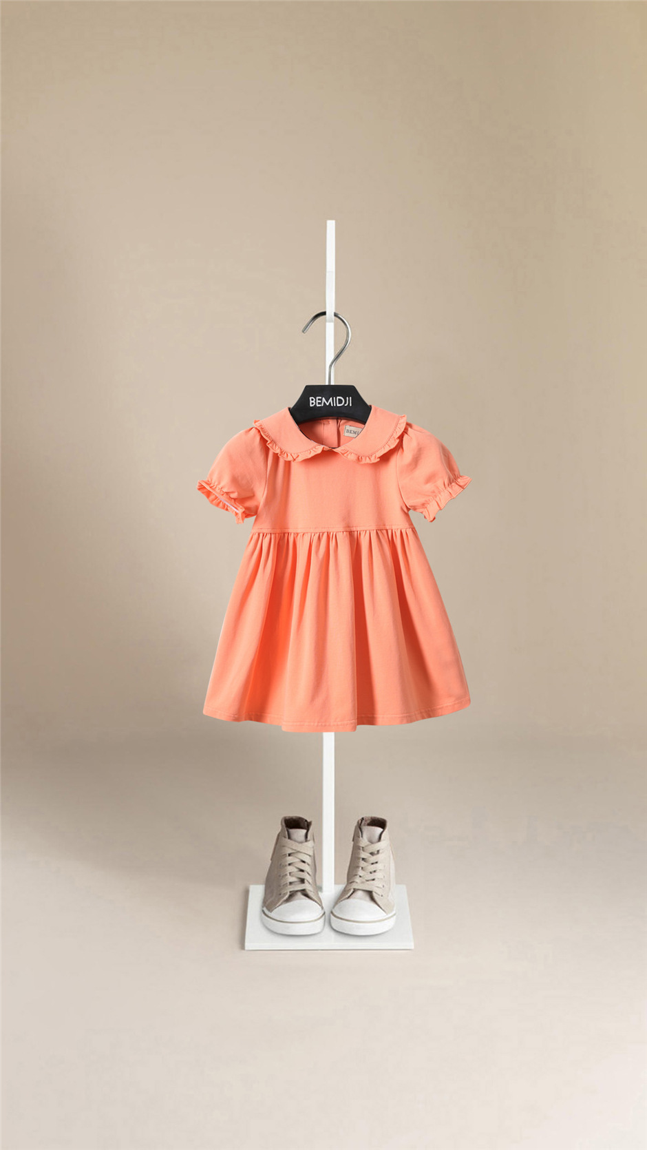 新夏季花边领女童公主裙中小童棉质童装裙子甜美可爱儿童连衣裙