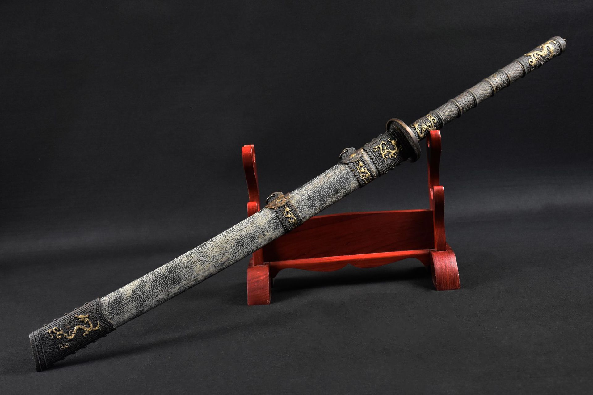 龙泉华影刀剑花纹钢一体双手刀手工锻打送礼康熙战刀剑宝剑未开刃