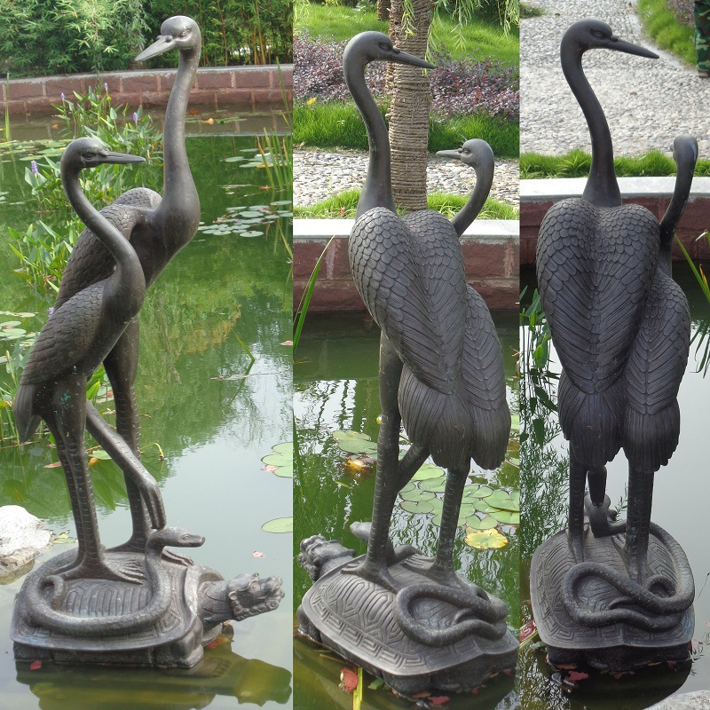 厂家直供铸铜喷水吐水天鹅铜雕雕塑 庭院喷泉水池水景摆件铜仙鹤
