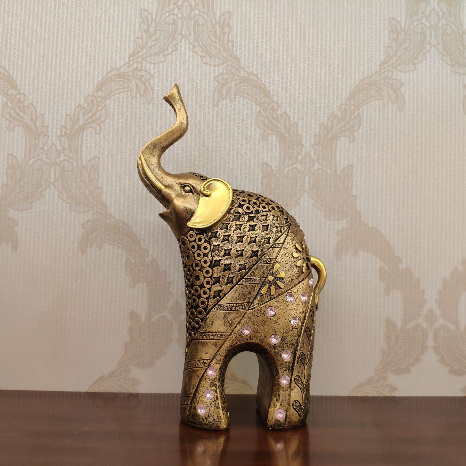 大象树脂摆件 创意家居摆件 客厅摆件金色大象工艺品节日乔迁礼品