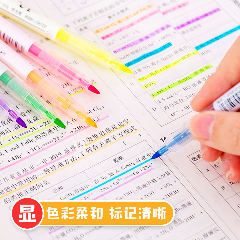 Double-Headed Fluorescent Pen Light Color Students Use Marking Pen to Draw Key Notes TikTok Same Style Marker Color Pencil