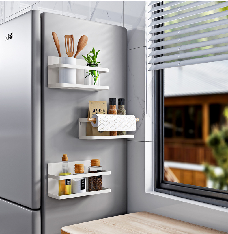 日式简约铁艺磁吸冰箱架多功能侧面磁吸调料架子洗衣机冰箱收纳架
