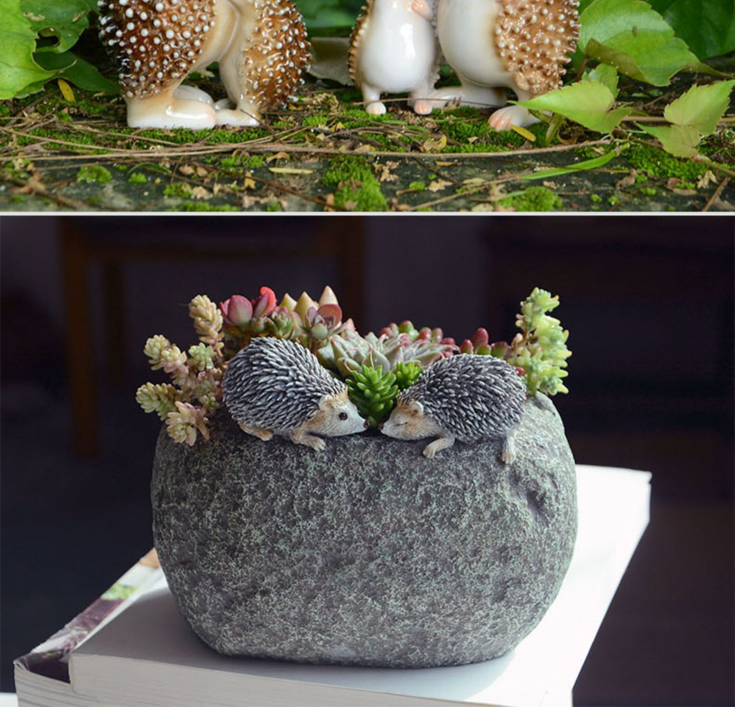 真自在可爱刺猬树脂动物小摆件创意个性盆栽造景送女生礼物教师节