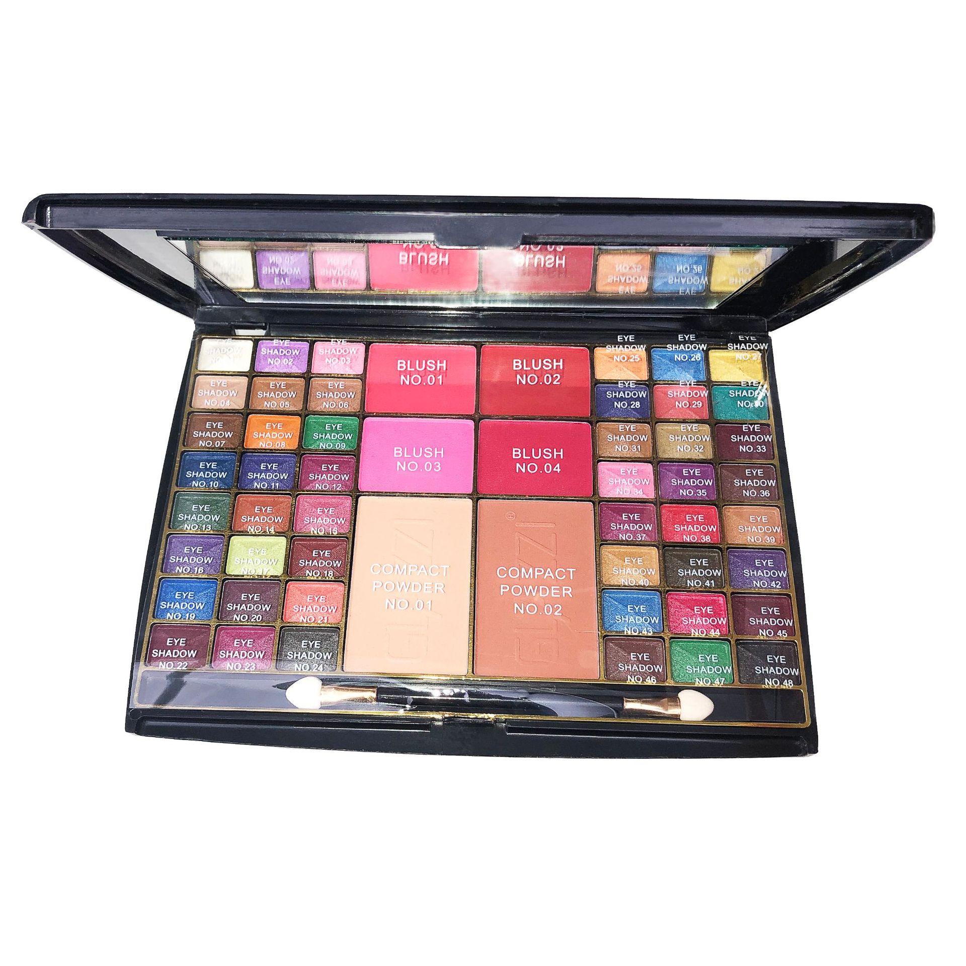 厂家直销54色眼影腮红修容粉带眼影刷套装防水眼影盘彩妆批发