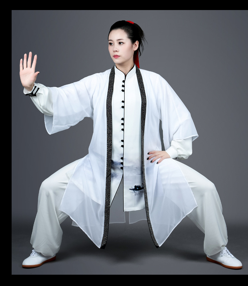 大业亨通太极服新款披纱三件套武术练功男演出比赛气功女飘逸镶钻