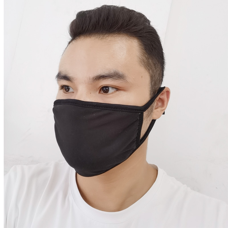 跨境秋冬新款棉布口罩莫代尔棉口罩黑色可订制logo