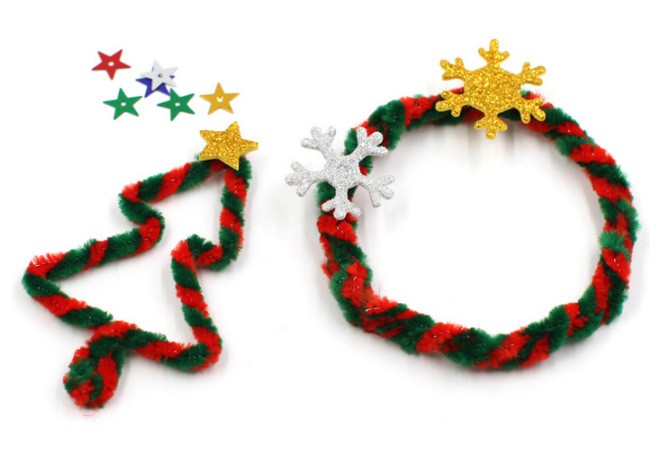 直供圣诞彩条毛条金葱毛根闪光扭扭棒儿童diy毛根 手工制作材料