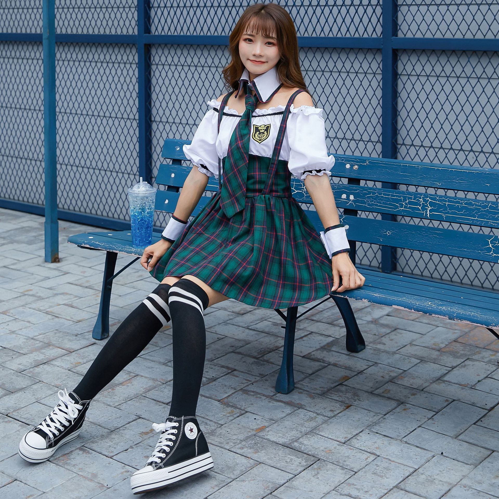 m-xl 日系性感学生服jk制服日韩学院派游戏装 学校团体表演学生装