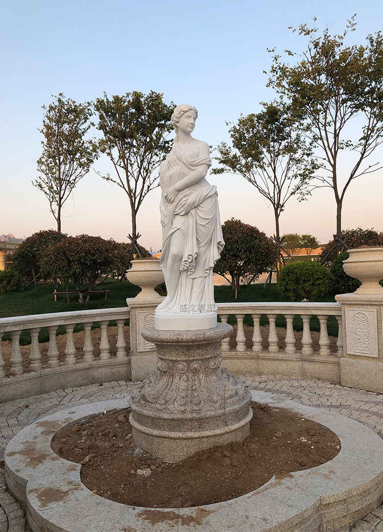 石雕西方人物雕塑汉白玉欧式天使广场女性石像定制外国四季女神像