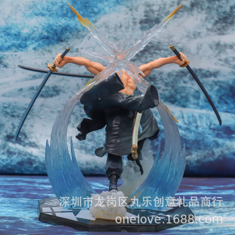 zero 海贼王 三刀流 罗罗诺亚索隆 战斗 炼狱鬼斩 手办桌面模型