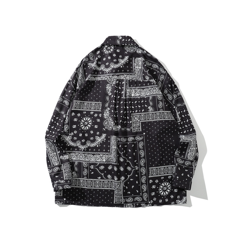 日系复古港味腰果花衬衫男女长袖古着花衬衣嘻哈文艺潮人街头外套