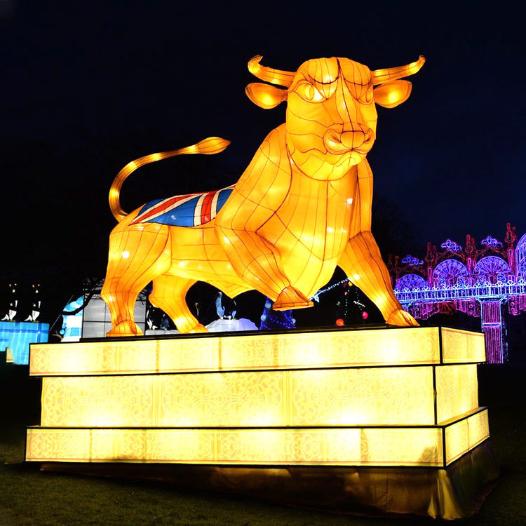 灯光节牛年造型花灯定制厂家大型节日灯会春节元宵节庙会城会彩灯