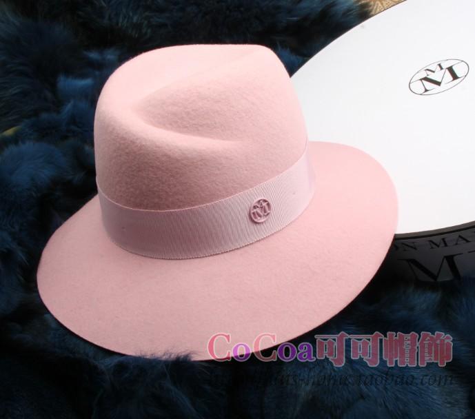 秋冬新款韩版时尚 樱花粉羊毛呢毡帽甜美可爱礼帽子女士潮流-阿里巴巴