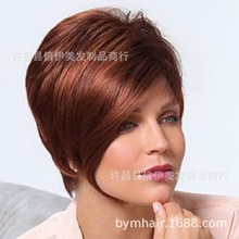 外贸跨境欧美女士棕红色短假发时尚外贸假发头套厂家批发一件代发