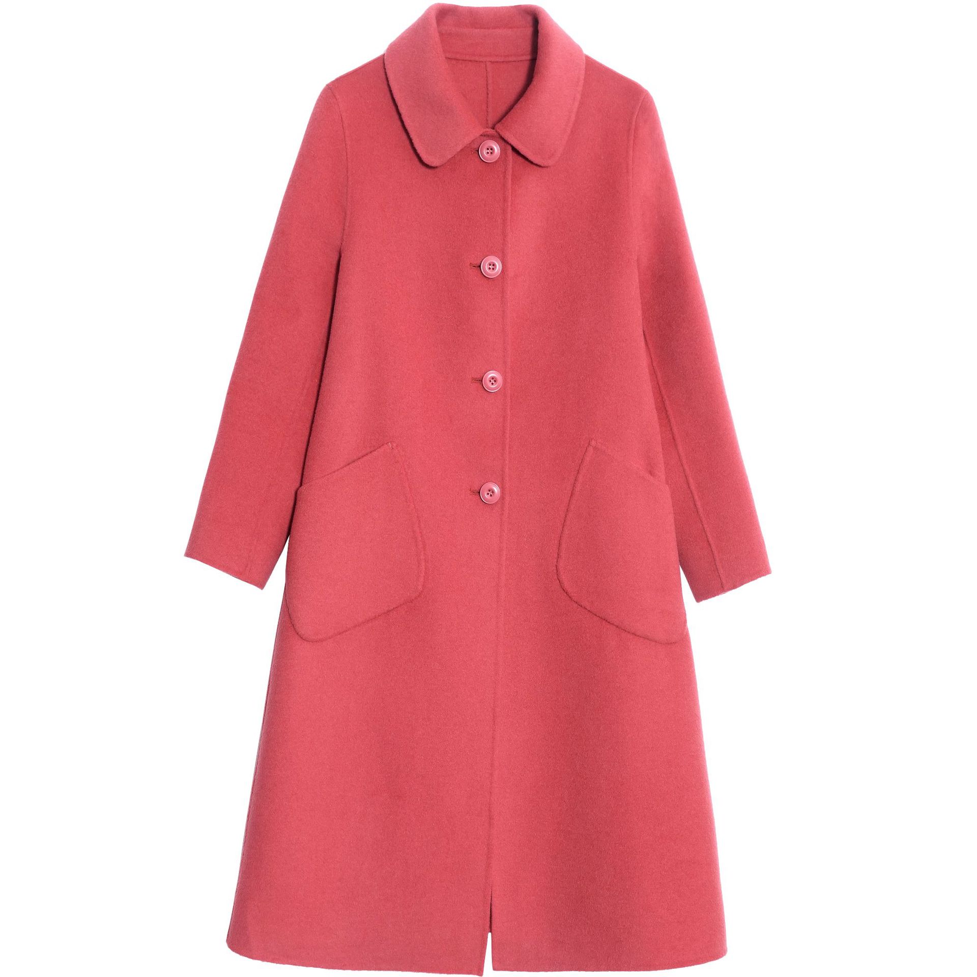 高端漂亮羊毛呢外套2021秋冬季女中长款羊毛大衣双面呢子宽松女士