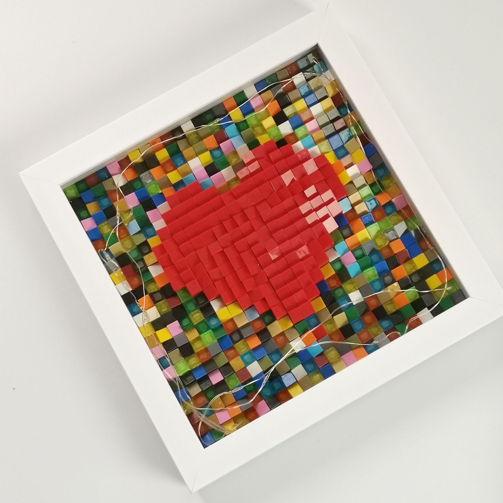 品兴像素画爱心积木diy小颗粒创意拼搭相框积木兼容乐高节日礼品