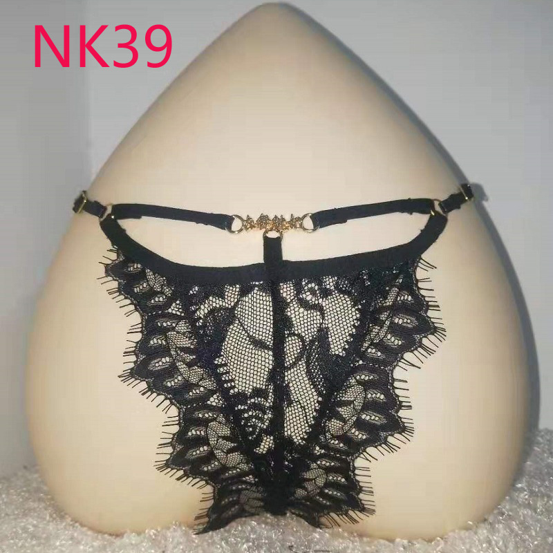 Cross-Border Sexy Lingerie Sexy Panties Nk39 Eyelash Lace Brand T-Shaped Panties Plus Size T-Back Sexy Underwear