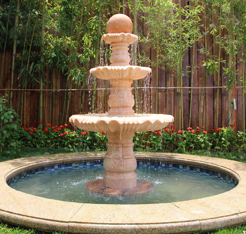 岭亿雕塑 石雕喷泉 欧式喷泉流水造景 别墅花园招财摆件 厂家直销