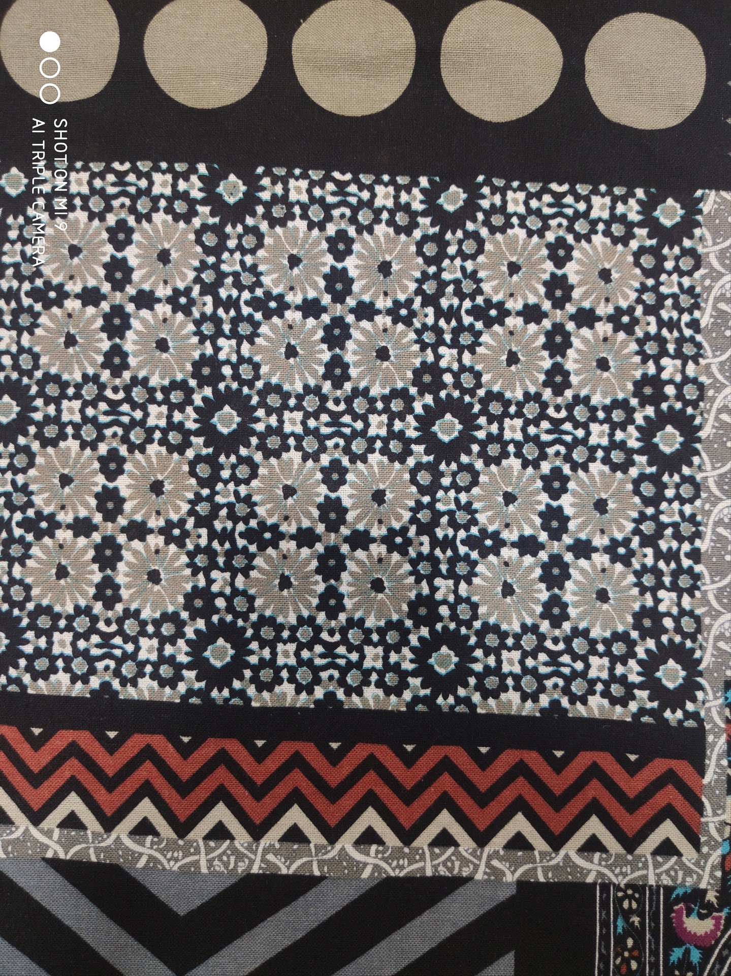 几何图民族风棉麻布料 大圆点图案 传统印染2020新款装饰布服装用