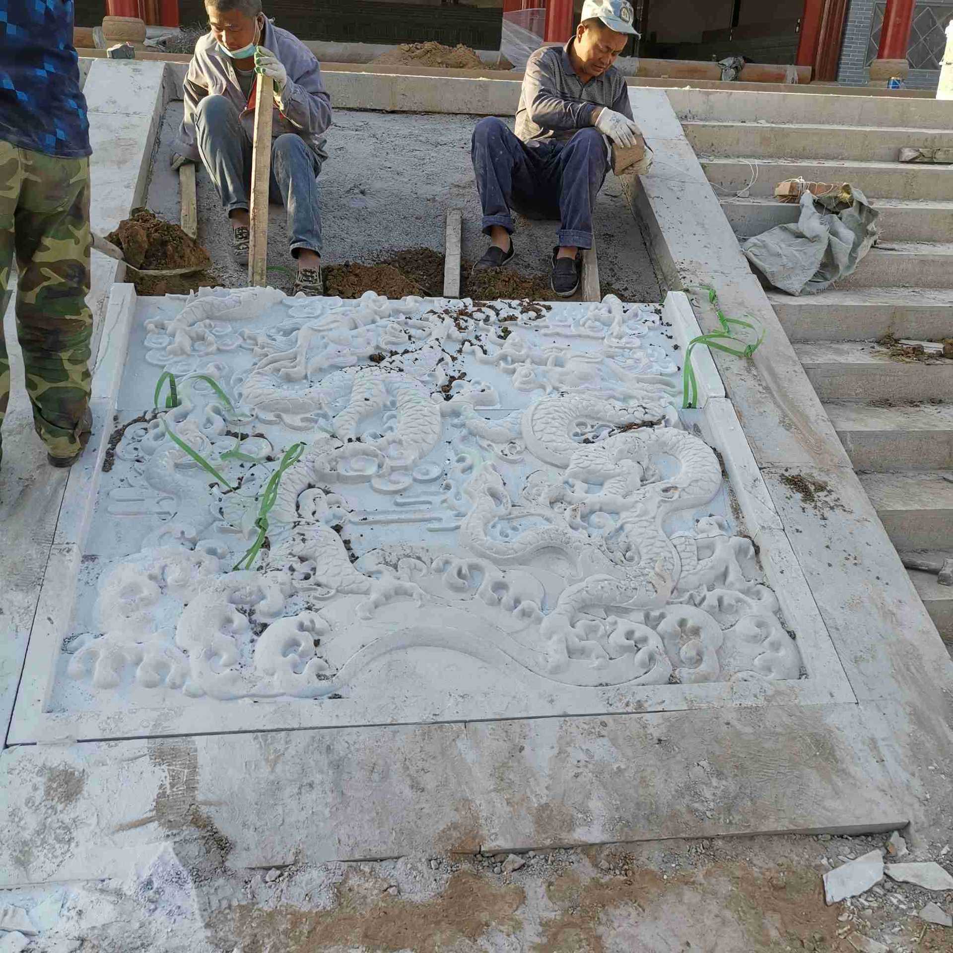 汉白玉双龙戏珠御道 人物二十四孝九龙壁庭院大门口影壁地雕摆件