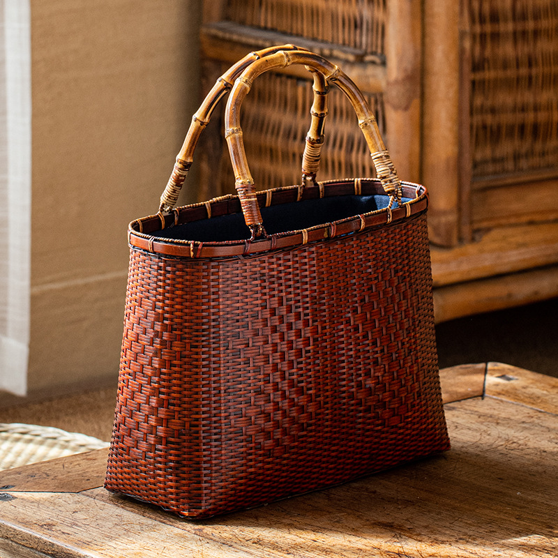 复古日式手工竹编包度假休闲竹包文艺青年茶道收纳手提包拎包厂销