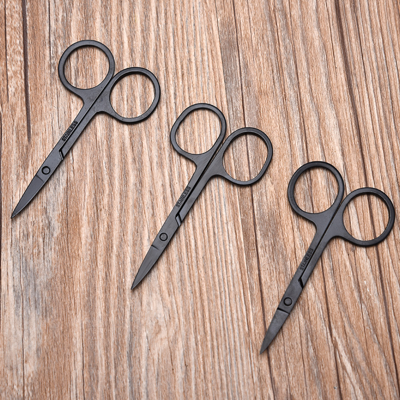 厂家批发眉剪化妆用小剪刀黑色不锈钢尖头修眉剪美容a剪支持定制