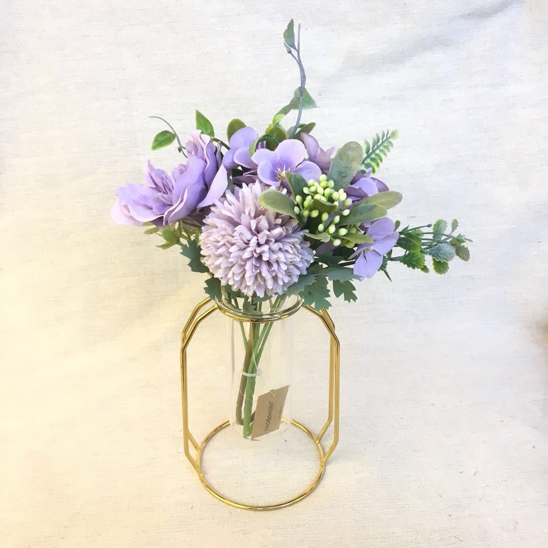 铁丝水培花艺套装轻奢铁艺玻璃试管花架花束家居软装设计家庭装饰