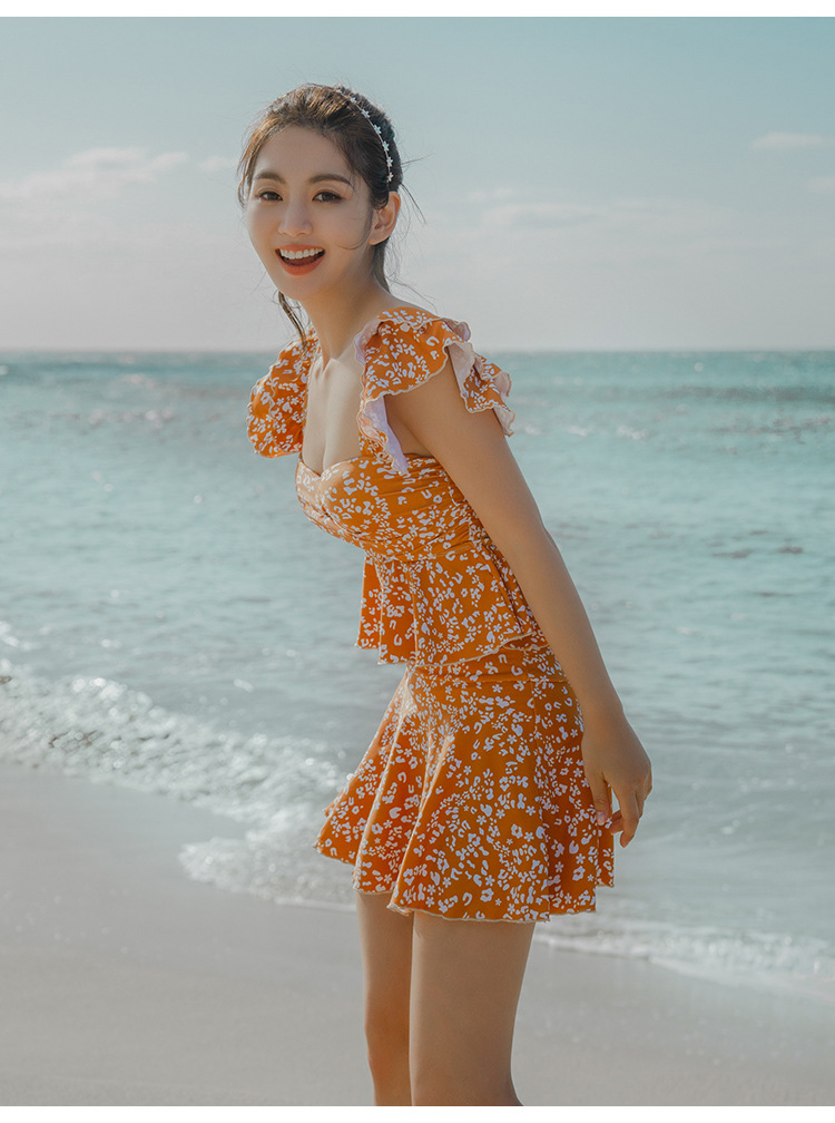 厂家批发时尚分体女游泳衣裙式可爱聚拢小胸钢托日韩比基尼泳装