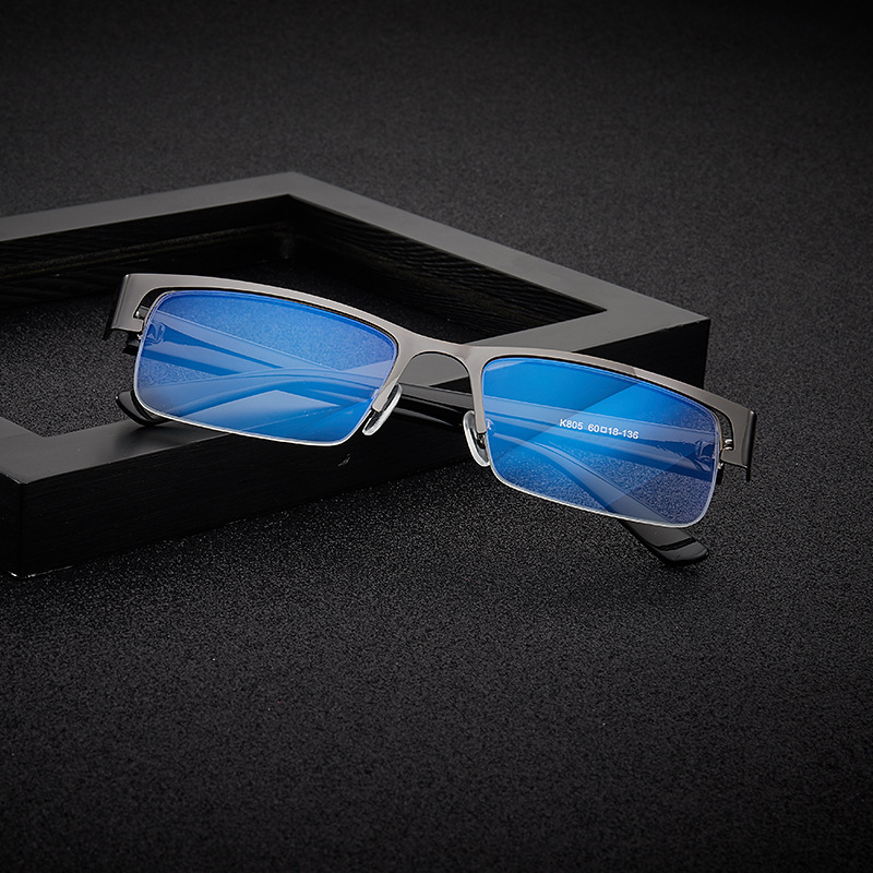 防蓝光平光近视眼镜成品50-600度眼镜男女同款金属半框眼镜镀膜