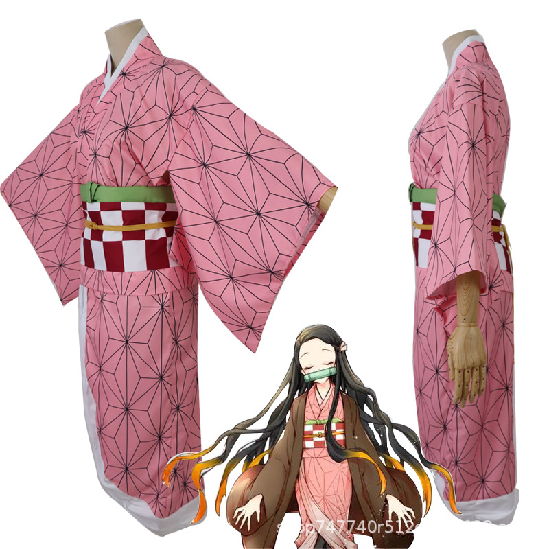 一件代发 现货 鬼灭之刃 灶门祢豆子cosplay服装衣服羽织假发袜子