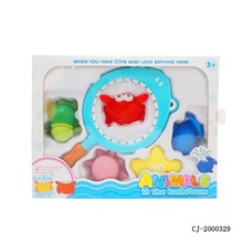 鲨鱼网捞搪胶捏捏叫戏水玩具宝宝夏日沐浴玩具外贸toys