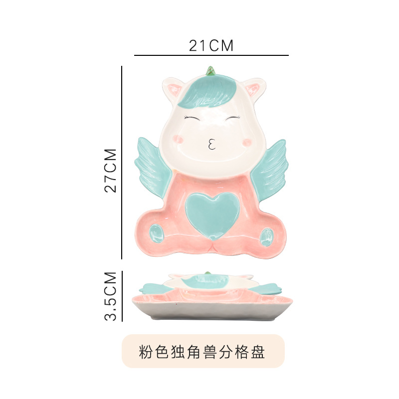 New Cartoon Shiba Inu Ceramic Baby Kid Tableware Plate Compartments Plate Creative Separated Home Breakfast Tray Bowl