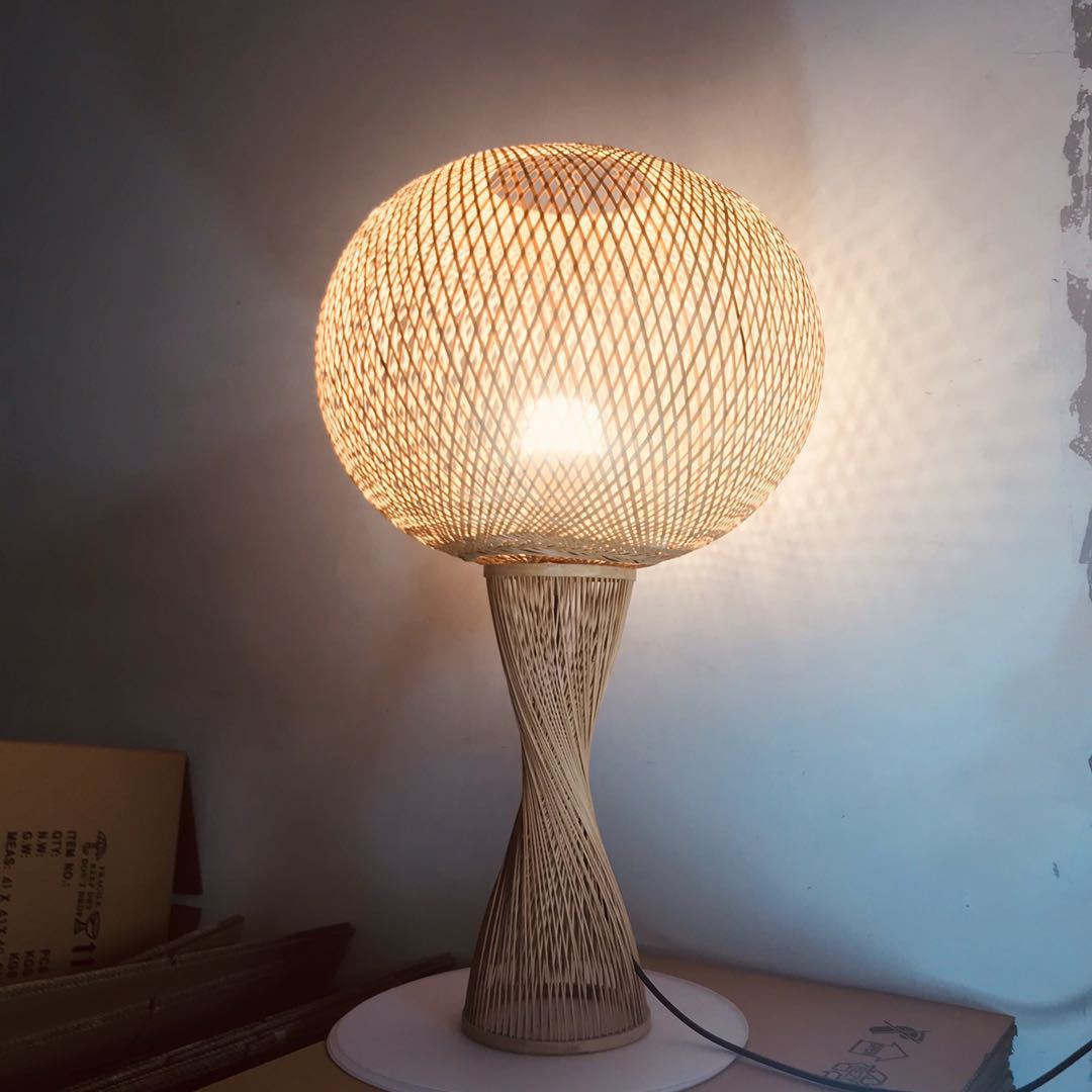 日式东南亚民宿餐厅竹艺灯具小蛮腰竹球落地灯竹艺装饰吊灯具