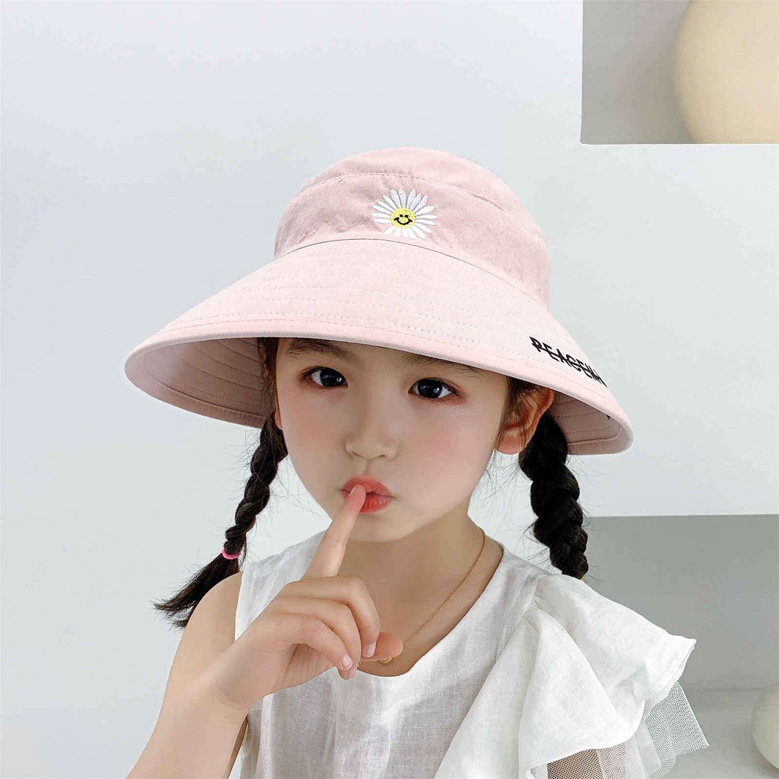 儿童帽子女夏季空顶帽薄款防晒小雏菊宝宝遮阳帽韩版女童大檐帽