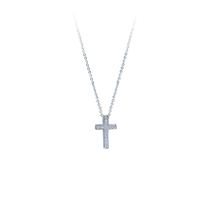 Real Gold Plating Temperament Clavicle Chain Female Cross-Border Wish Amazon Hot Sale European and American Cross Necklace Zircon Necklace