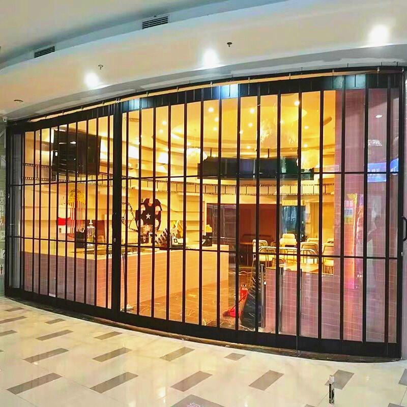 现代简约防撞防夹智能悬浮折叠门廉租房电动智能对开铝合金折叠门