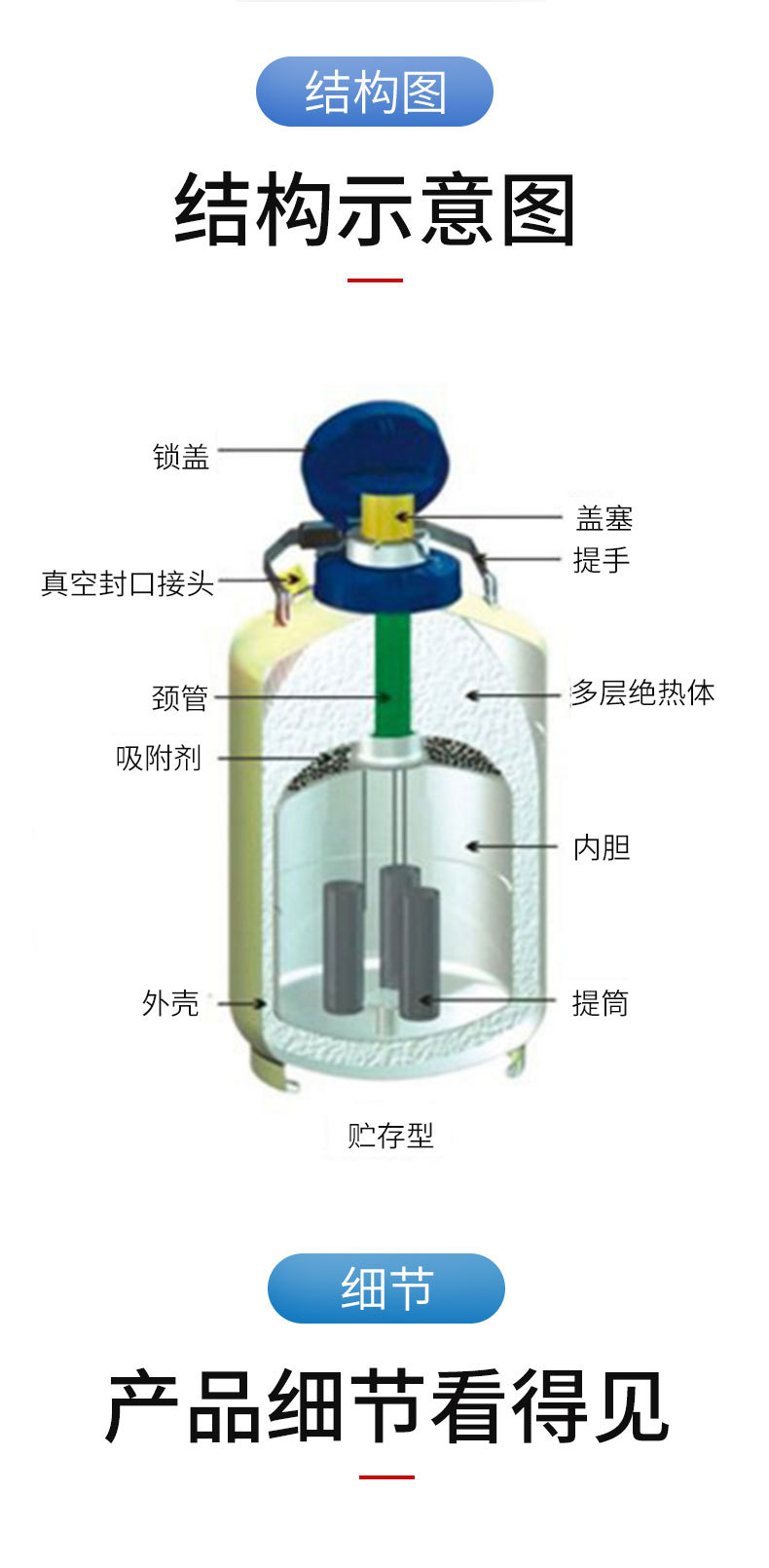 生物容器静态存储液氮罐yds25-80液氮生物容器四川科莱斯厂家批发