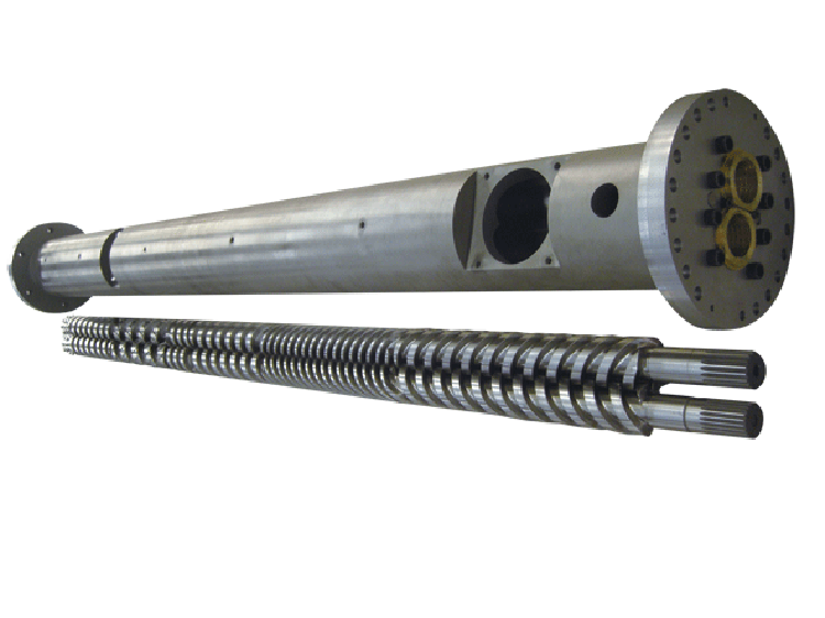 锥形双螺杆挤出机 pvc双机筒螺杆 pe塑木造粒料螺杆塑料造粒机