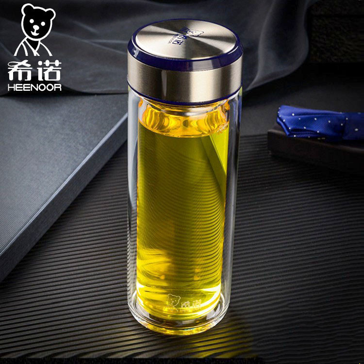 希诺玻璃杯双层耐热便携茶水杯男士高档商务杯xn-6710 6711 6712