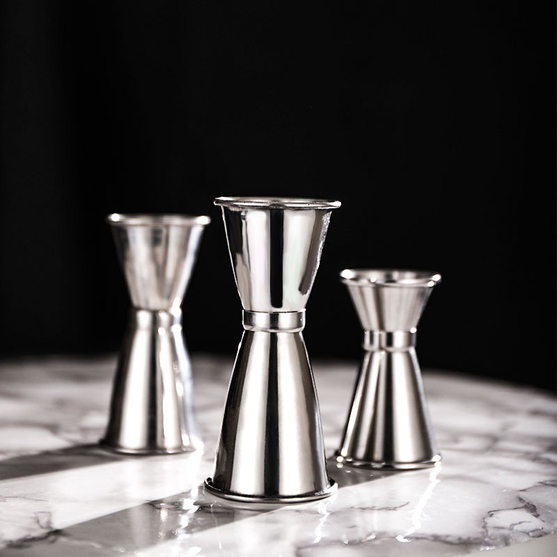 不锈钢卷边双头量酒杯 加厚盎司杯 调酒计量 无磁量酒器 酒吧用品