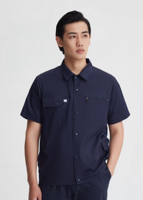 工装短袖夏季薄款工作服男女耐磨工厂车间上衣汽修劳保服定做印字